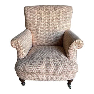 Armchair With Charming Block Print For Sale