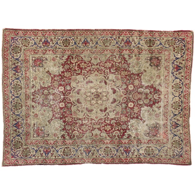 Antique Persian Kerman Rug - 04'05 x 06'08 For Sale - Image 9 of 10