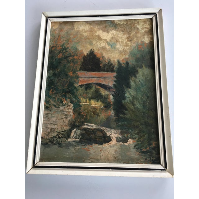 Wood Oil Painting on Wood, Landscape, A. Sega For Sale - Image 7 of 11