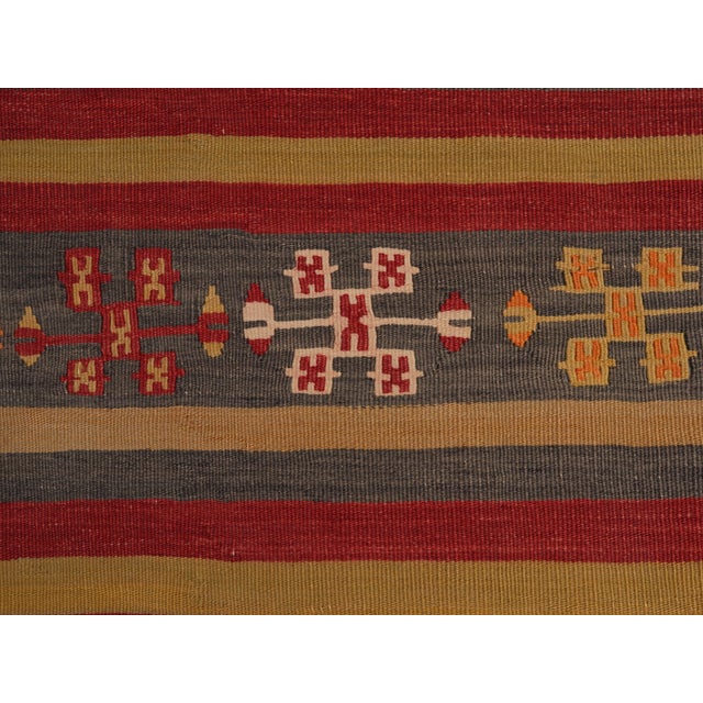 Textile 1970s Vintage Handmade Wool Cotton Red Runner Rug For Sale - Image 7 of 10