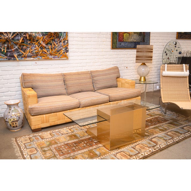 Rare Vintage John Hutton for Donghia Block Island Woven Rattan Sofa For Sale In Detroit - Image 6 of 11