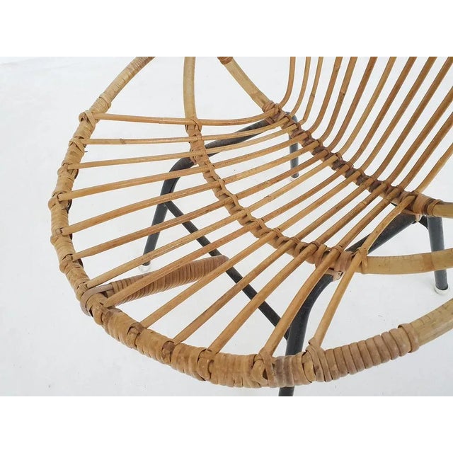Rattan & Metal Lounge Chair from Rohe Noordwolde, the Netherlands, 1950s For Sale - Image 9 of 10