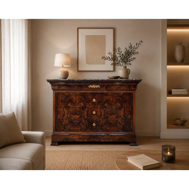 Louis Philippe Chest of Drawers in Burr Walnut, 1840s For Sale - Image 10 of 16