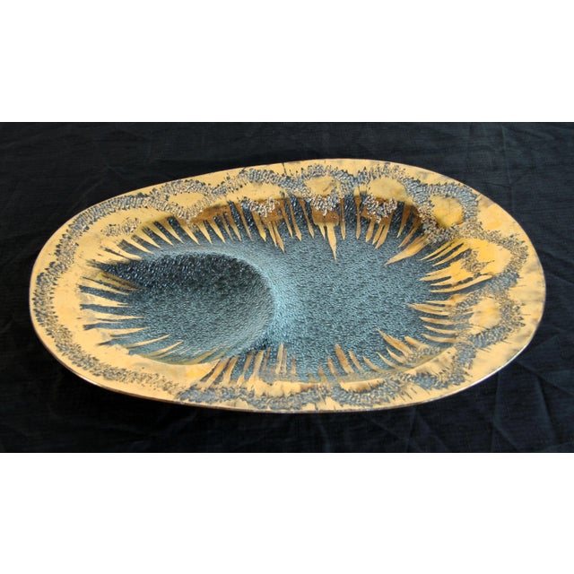 Vintage Hollywood Regency Dorothy Thorpe Gold Glass Serving Platter For Sale - Image 10 of 10