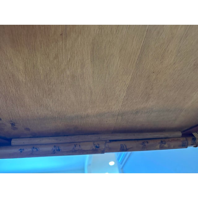 Vintage Chinoiserie Grasscloth & Tortoiseshell Side Table, Mid-20th Century For Sale In Charlotte - Image 6 of 7