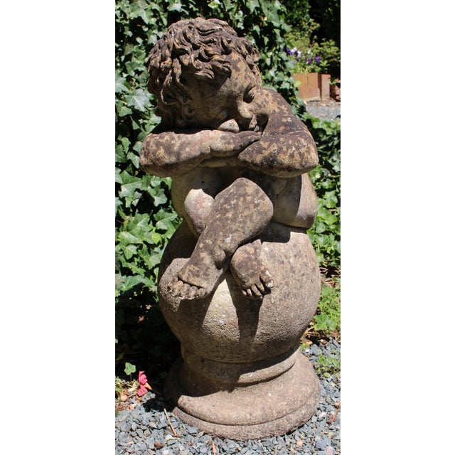 Mid-20th Century English Cast Stone Figure of a Sleeping Boy on a Ball For Sale - Image 4 of 5