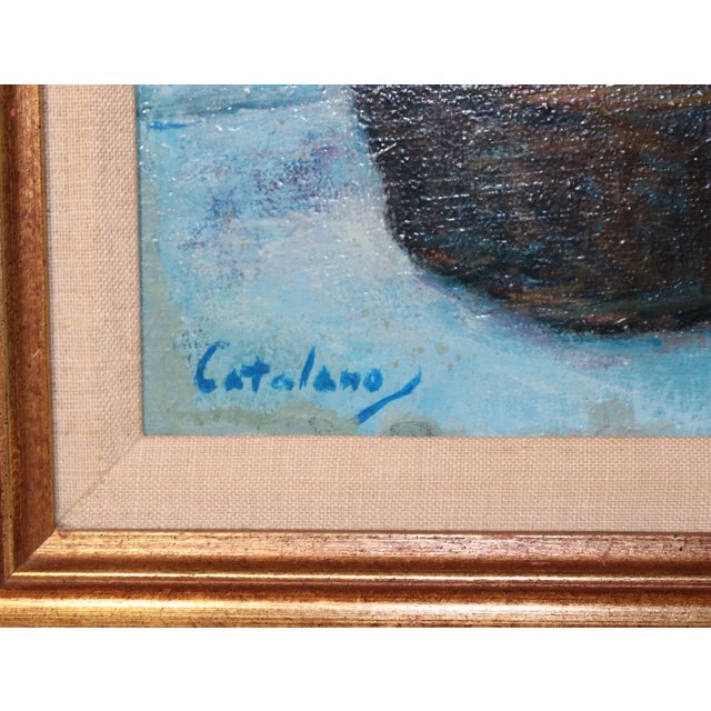 Vintage Original Catalano Botanical Flower Expressionism Oil Painting on Canvas For Sale - Image 4 of 8