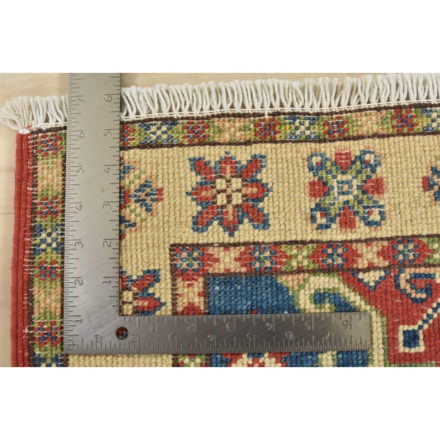 Kazak Rug 2’1” X 3′ Blue Wool Tribal Hand-Knotted Oriental Carpet For Sale - Image 9 of 9