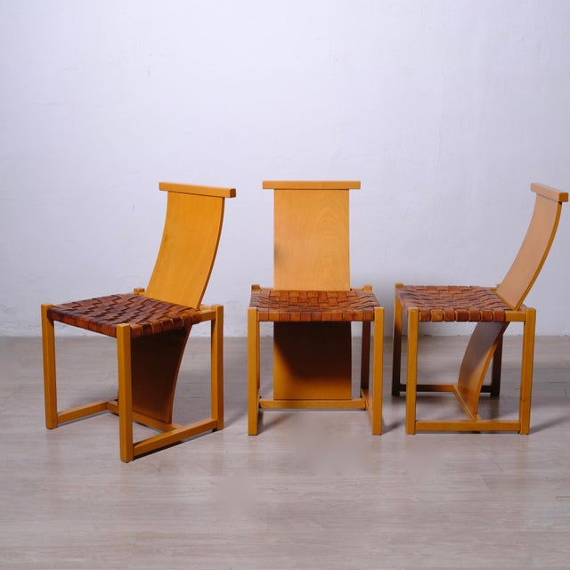 Vintage Chairs in Beech and Leather by Alvar Aalto, 1960s, Set of 3 For Sale - Image 11 of 18