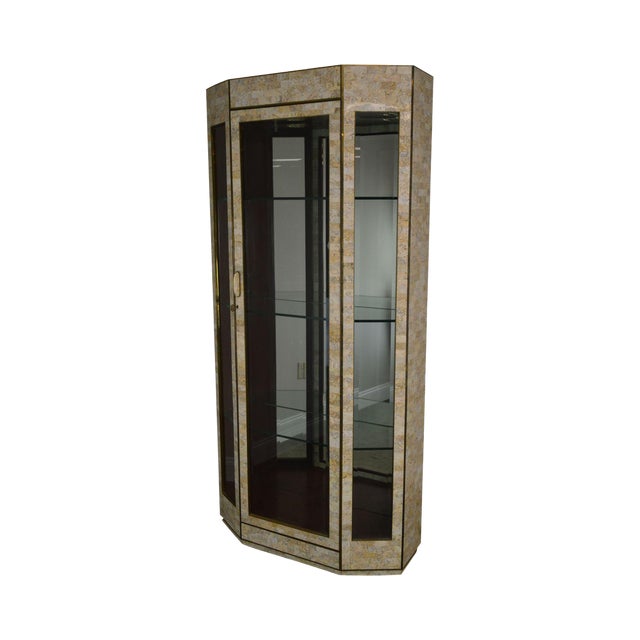 Maitland Smith Tessellated Stone Marble & Brass Curio Display