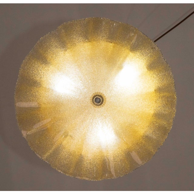Italian Murano Glass Gold Ceiling Light Flower, 1970 For Sale - Image 3 of 10