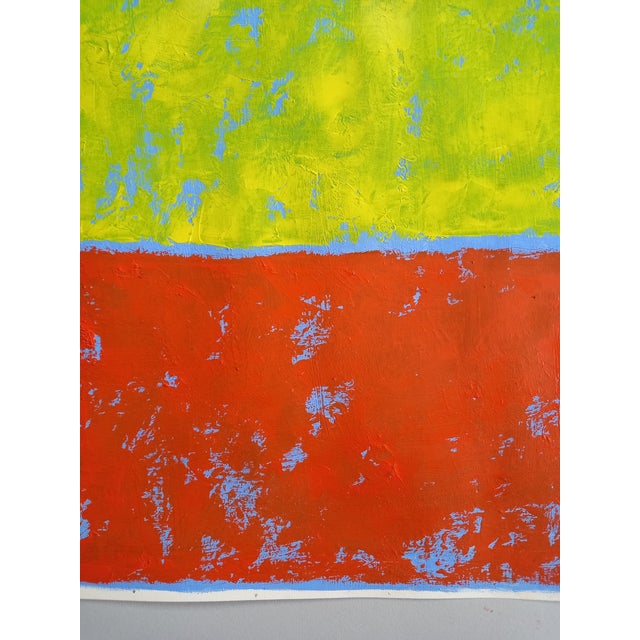 Mark Rothko Inspired 'Yellow and Orange Over Blue' Color Field Minimalist Original Oil Painting by Diane Grant | Unframed | Color Field For Sale - Image 4 of 9