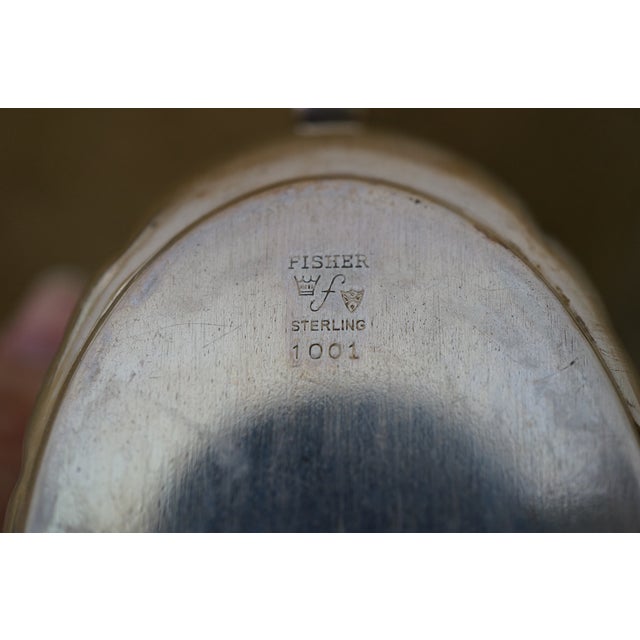 Antique Fisher Silversmiths Sterling Silver Gravy Boat & Underplate 342g 7.5" For Sale - Image 13 of 13