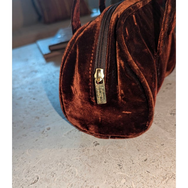'80s Ruby Red Velvet Minimalist Mini Bag For Sale - Image 4 of 5