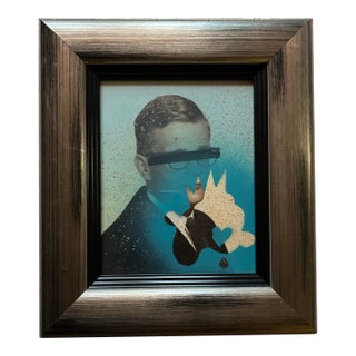 Vintage Pop Art Mixed Media Abstract Portrait of a Young Man For Sale