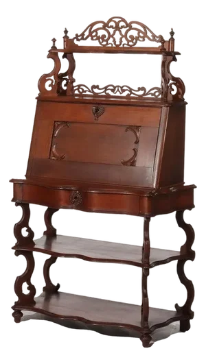 Antique Victorian Rococo Walnut Drop Front Lady’s Desk C1880