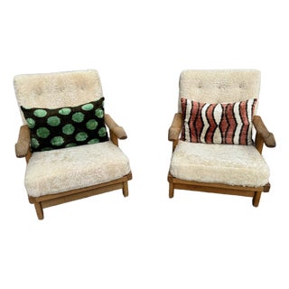 Pair of Tripod Lounge Chairs Attributed to Guillerme Et Chambron for Votre Maison, 1960 For Sale