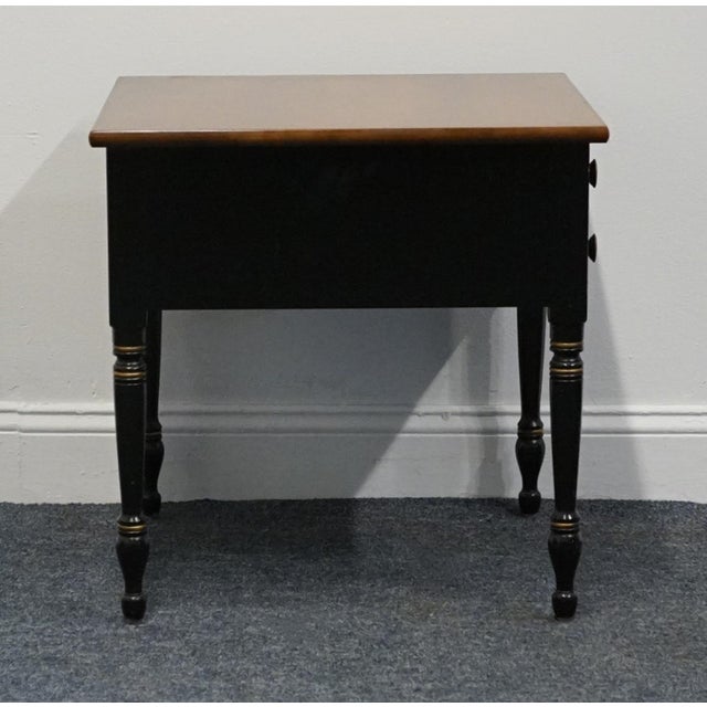 Wood Genuine Hitchcock Solid Cherry Hand Stenciled Black & Gold 22" Square Accent End Table For Sale - Image 7 of 11