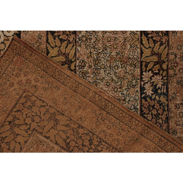 Textile Hand-Knotted Antique Persian Kermanshah Rug in Beige-Brown Medallion Pattern For Sale - Image 7 of 8