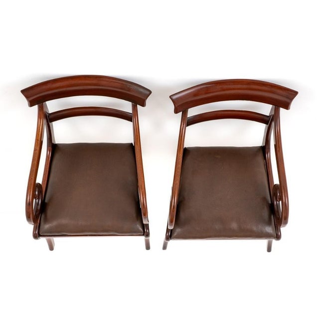 Wood Set of Regency Elbow Chairs in Mahogany For Sale - Image 7 of 8