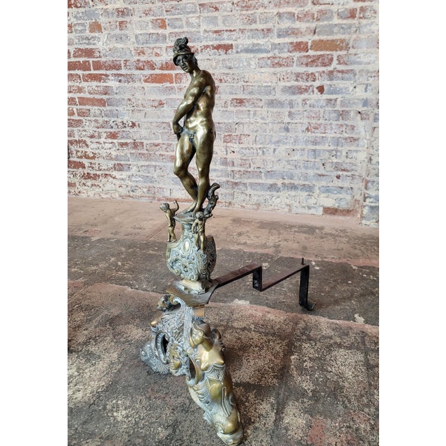 Metal 19th Century Large French Figural Nude Bronze Fireplace Chenets -A Pair For Sale - Image 7 of 11