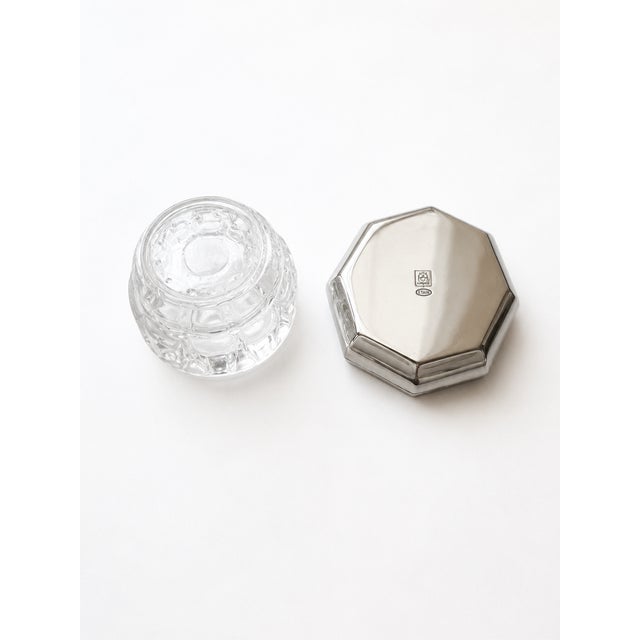 Vintage French Pewter & Glass Flower Frog Vase from Étains du Manoir, 1980s For Sale - Image 4 of 7