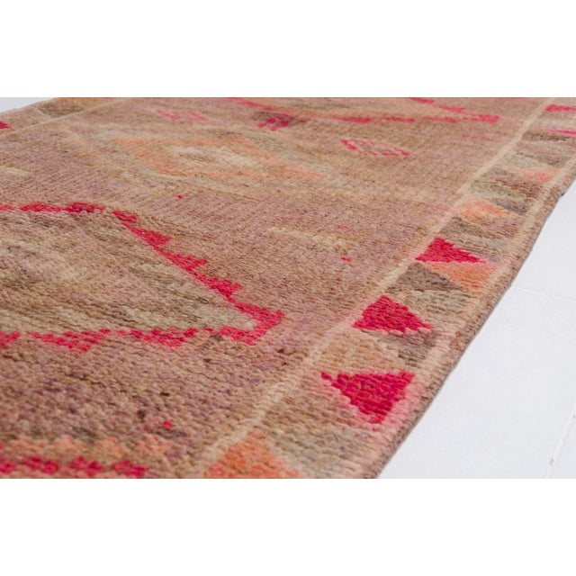 Tan 1950s Handknotted Oushak Hallway Runner For Sale - Image 8 of 10