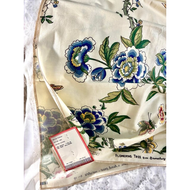 Vintage 1976 Flowering Tree Brunschwig & Fils , Inc Hand Print Fabric 44” X 50” For Sale - Image 11 of 12