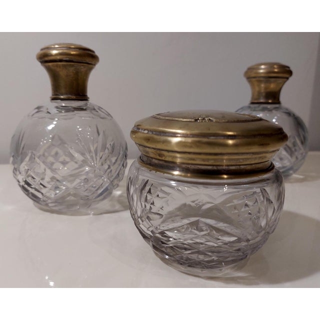 Antique Crystal and Silver Vanity Set, 1920s, Set of 3 For Sale - Image 17 of 18