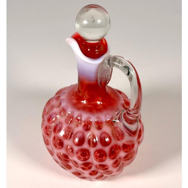 Rare & Original Hobbs Windows Swirl Cranberry Opalescent Cruet for your consideration. The cruet measures approx. 6 inches...