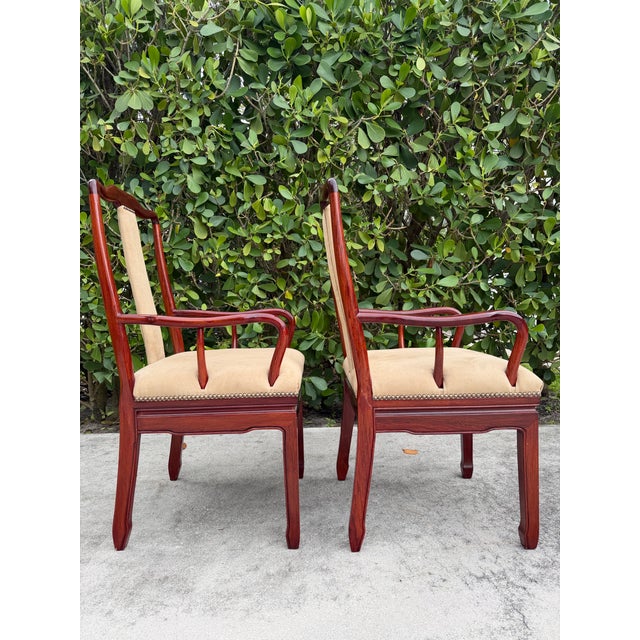 Wood Vintage Chinese Ming Style Rosewood Official’s Hat Armchairs, Pair For Sale - Image 7 of 18