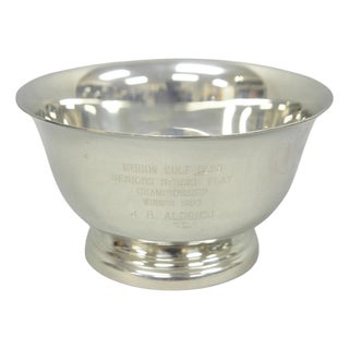 Vintage Regency Style Silver Plated Pewter 1993 Merion Golf Club Award Bowl For Sale