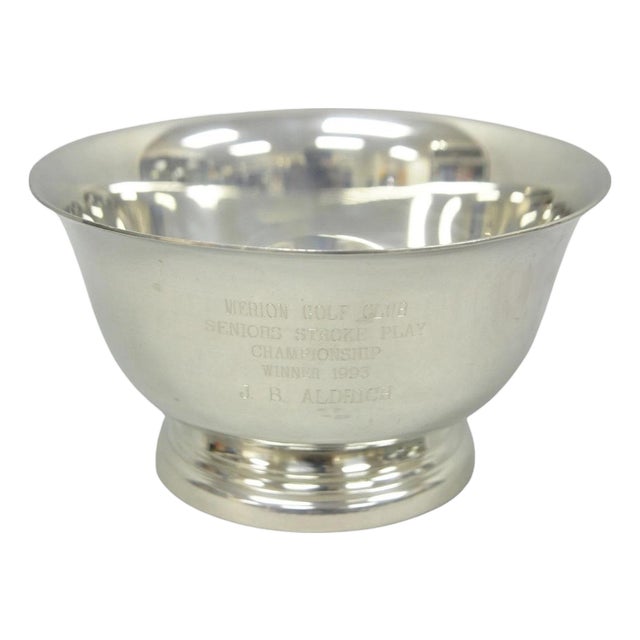 Vintage Regency Style Silver Plated Pewter 1993 Merion Golf Club Award Bowl For Sale