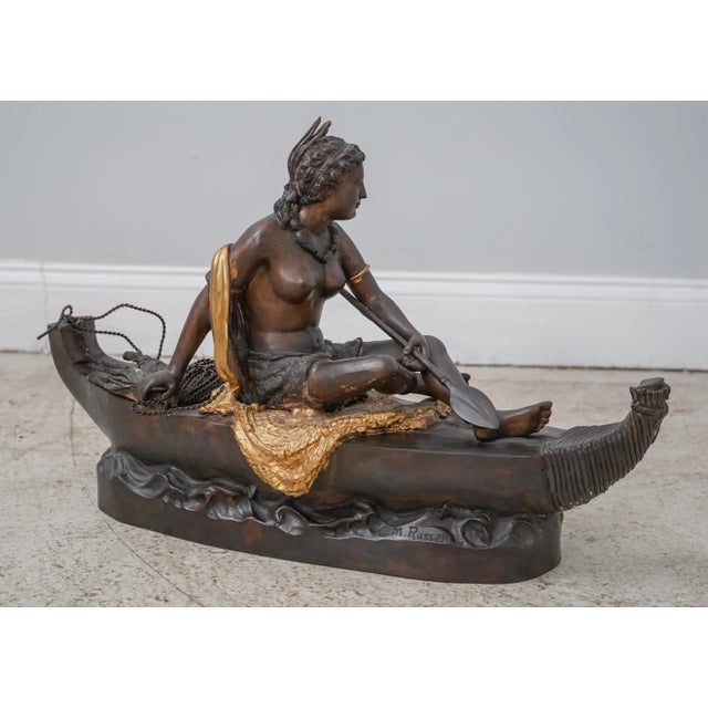 CM Russell Signed Bronze Sculpture Female Native American For Sale - Image 13 of 13