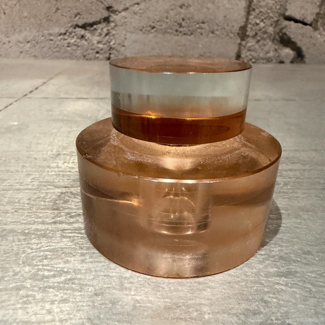 Art Deco Decorative Crystal Bottle Cylindrical Shape Stripped Bands Deco Style For Sale - Image 3 of 11