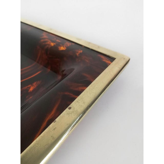 Vintage Serving Tray in Faux Tortoiseshell Acrylic Glass and Brass, Italy, 1970s For Sale - Image 16 of 17