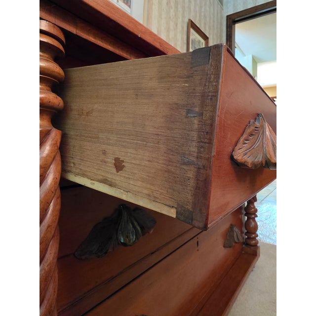 Mid 19th Century Mid 1800's Cherry Sideboard / Dining Buffet With Hand Carved Pulls (Empire Transition Period) For Sale - Image 5 of 9