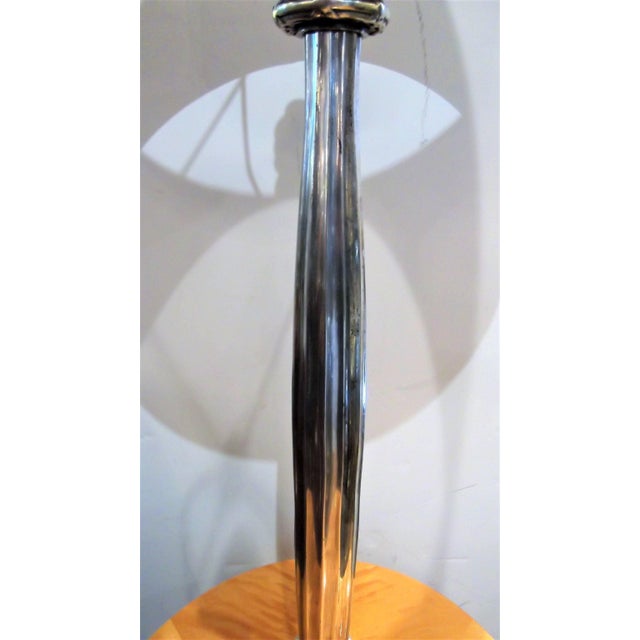 Hollywood Regency Mid 20th Century Chic Silvered Cast Bronze Fluted Column Table Lamps - a Pair For Sale - Image 3 of 7