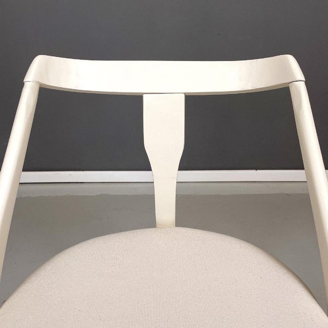 Mid-Century Italian Modern White Wood and Fabric Chairs, 1960s, Set of 6 For Sale - Image 9 of 14