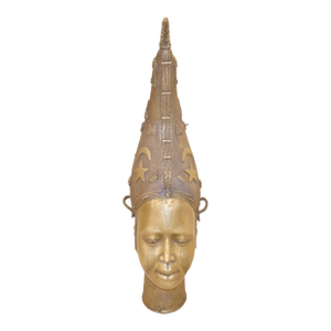 Mid 20th Century Queen Iden Benin Bronze Head