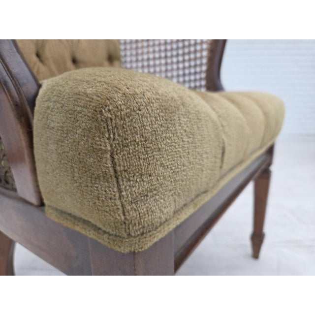 Mid-Century Modern Danish Easy Chair in Velour, Mesh, and Oak, 1950s For Sale - Image 3 of 17