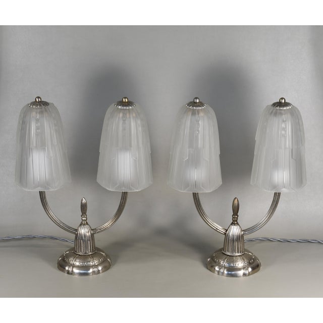 1930s Georges Leleu - French Art Deco 1930s Twin Branch Table Lamp - A Pair For Sale - Image 5 of 11