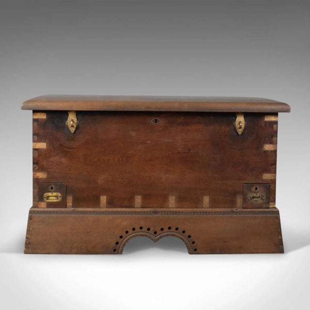 This is an antique dowry chest, a Burmese, teak trunk dating to the late 19th century, circa 1890. Attractive Burmese...