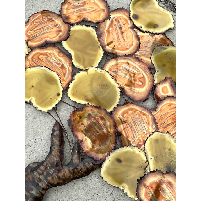 Vintage Torch Cut Brass and Copper Tree Wall Sculpture For Sale In West Palm - Image 6 of 12