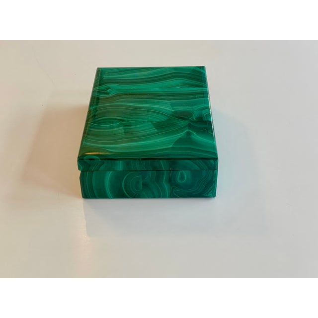 Gemstone Handcrafted Malachite Box with Brass Hinge, 1950 For Sale - Image 7 of 10