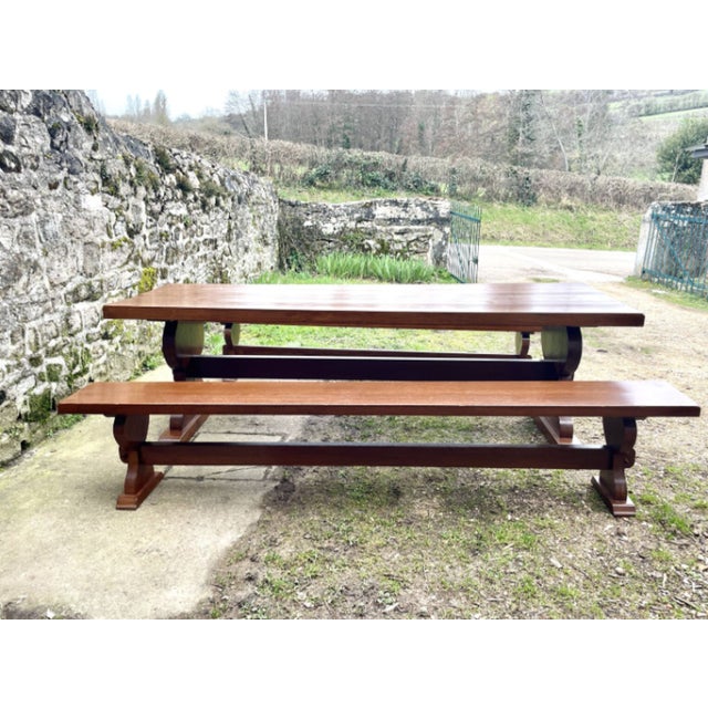 Monastery Table and Benches in Oak, 1920s For Sale - Image 4 of 13