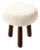 Custom Awassi Tripod Ottoman Footstool — Turned Walnut Legs — Pearl Bouclé For Sale