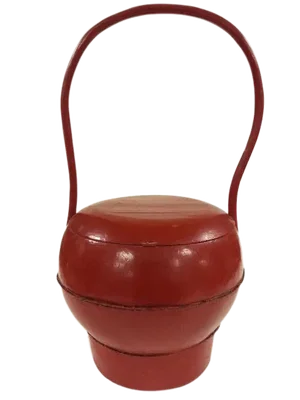Vintage Chinese Plain Red Lacquer Wedding Basket