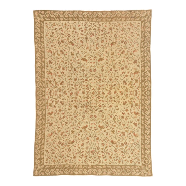 Antique Portuguese Needlepoint Arraiolos Rug, 07'11 X 11'02 For Sale