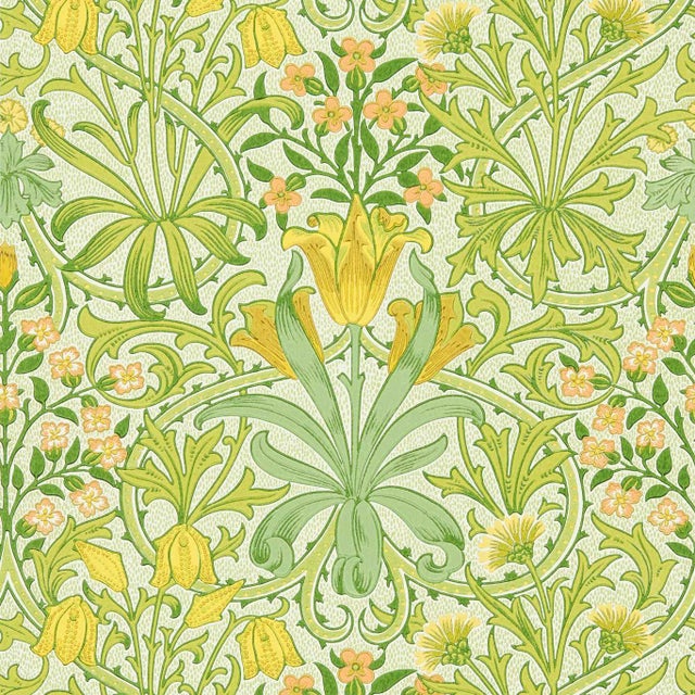 Morris & Co Woodland Weeds Wallpaper in Sap Green For Sale